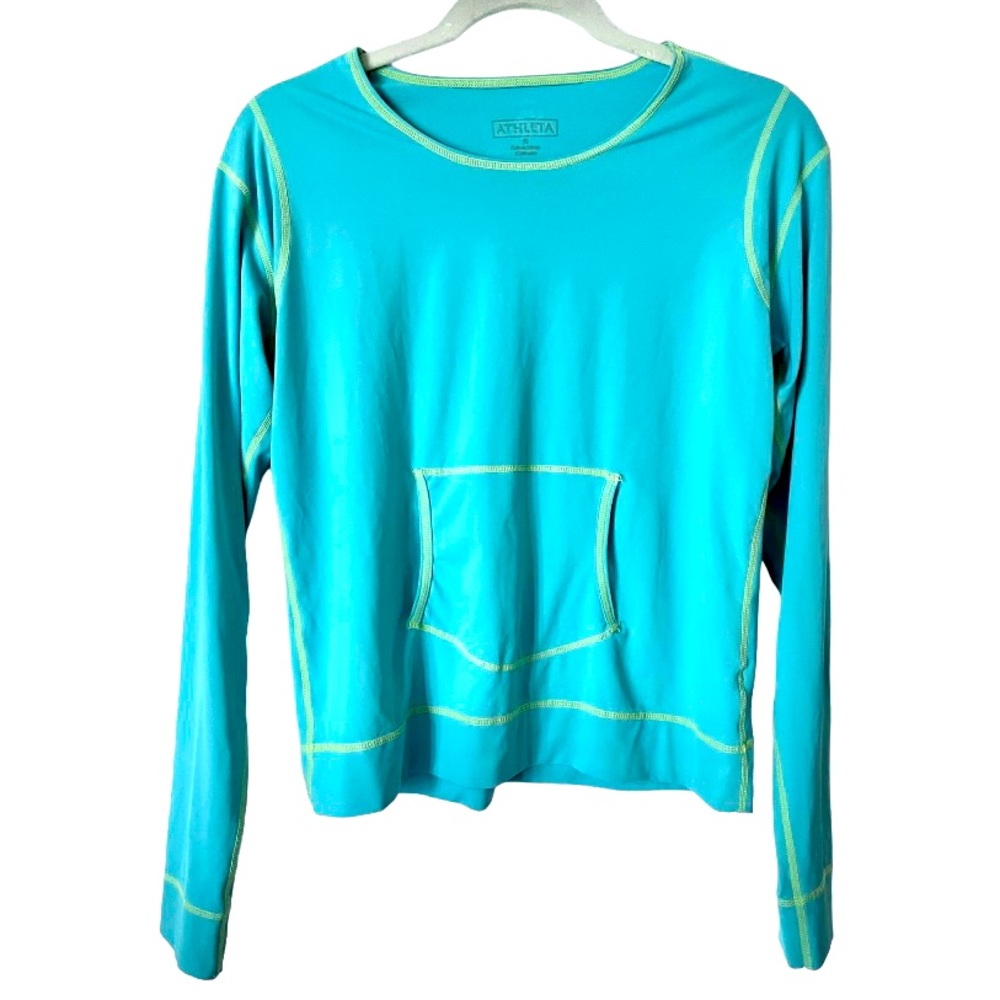 Athleta Sea Blue‎ Long Sleeve Rash Guard Summer Sun Protection 826057 Size Small